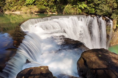Shifen waterfall is located at Pingxi township in Taipei, Taiwan の写真素材