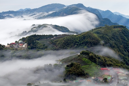 mountain ,cloud and fog in the morningの写真素材