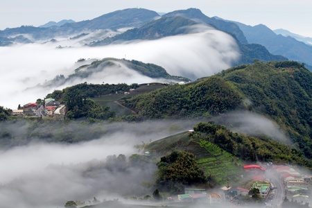 mountain ,cloud and fog in the morningの写真素材