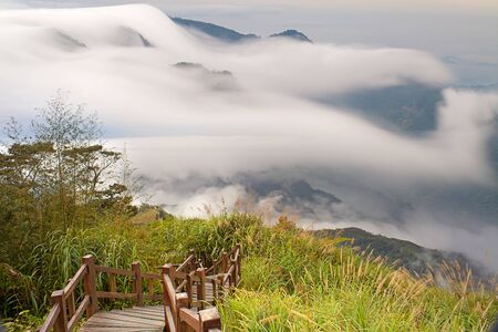 mountain ,cloud and fog in the morningの写真素材