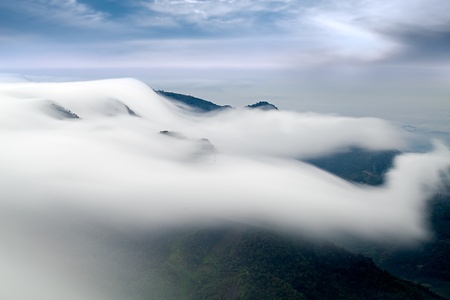 mountain ,cloud and fog in the morningの写真素材
