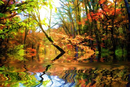 Autumn Colors of Oirase River, located at Aomori Prefecture Japan の写真素材