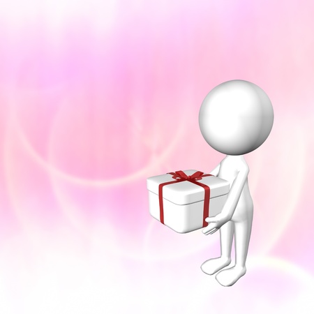 A person with a present for adv or others purpose useの写真素材