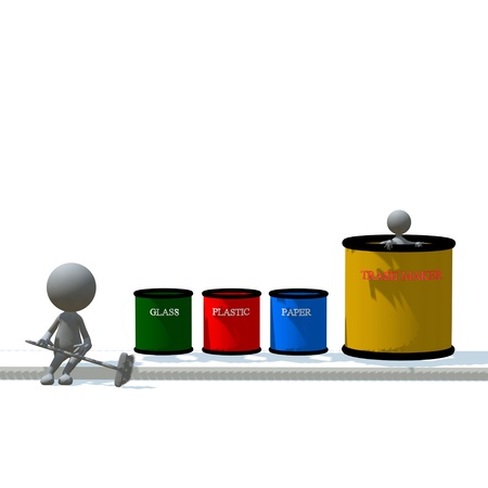 3D recycle person and trash maker の写真素材