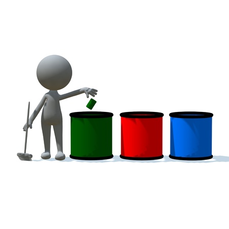 Colorful recycle bins ecology concept with isolated backgroundの写真素材