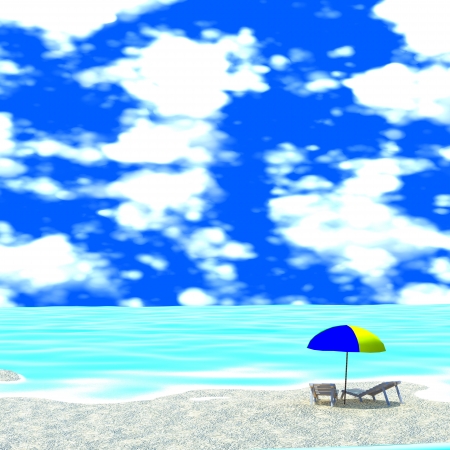 Beach chair and umbrella for adv or other purpose useの写真素材
