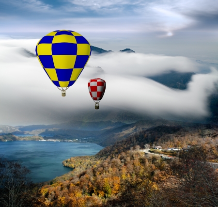 colorful hot air balloonsの写真素材