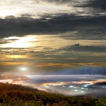 Jinlong mounain sunrise, Taiwanの写真素材