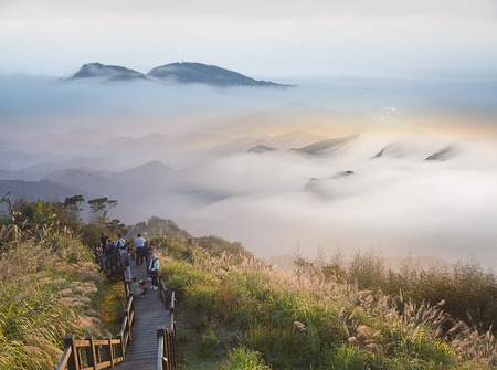 Amazing sunset and mountainのeditorial素材