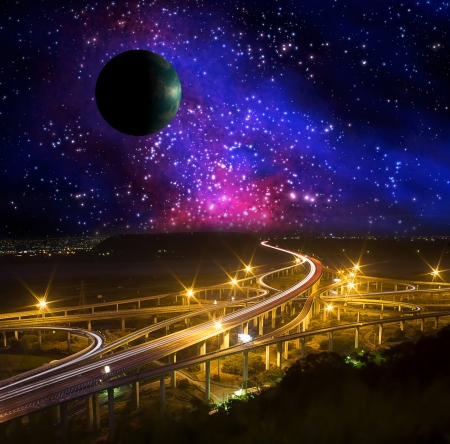 Galaxy and earth for adv or others purpose の写真素材