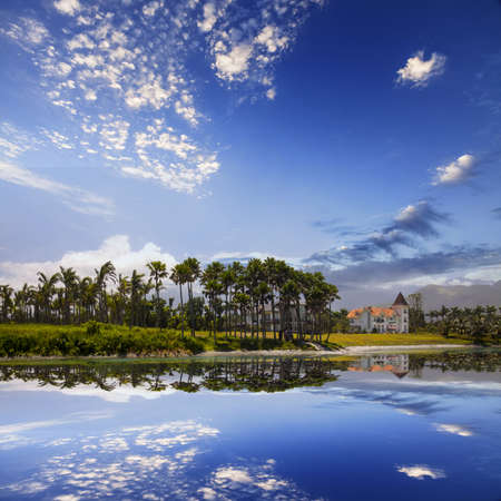 Could, moutnain and waterの写真素材