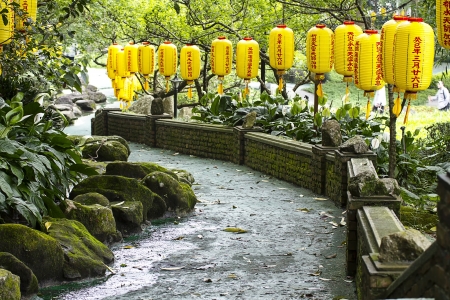 Chinese yellow paper lanterns for adv or others purpose useの写真素材