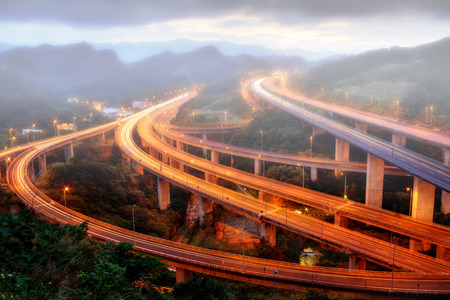 Highway light track with nice backgroundの写真素材