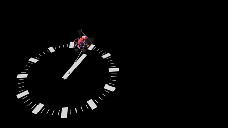 abstracted  clock with ant stand on it 