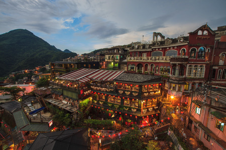 New Taipei City, Taiwan - June 30, 2014  Hillside teahouses in Jiufen, Taiwan のeditorial素材