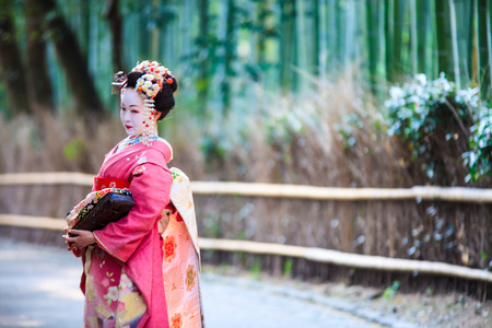Kyoto, Japan - April 14, 2013: The bamboo forest of Kyoto, Japan