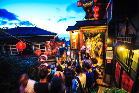 New Taipei City, Taiwan - July 27, 2014  The seaside mountain town scenery in Jiufen, Taiwanのeditorial素材