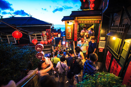 New Taipei City, Taiwan - July 27, 2014  The seaside mountain town scenery in Jiufen, Taiwanのeditorial素材