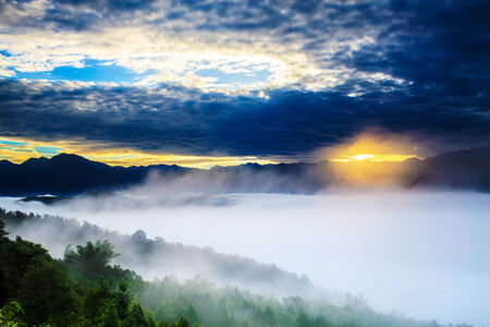 Sunrise with nice mountain の写真素材