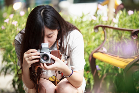 Outdoor summer portrait of young pretty cute girl for adv or others purpose useの写真素材