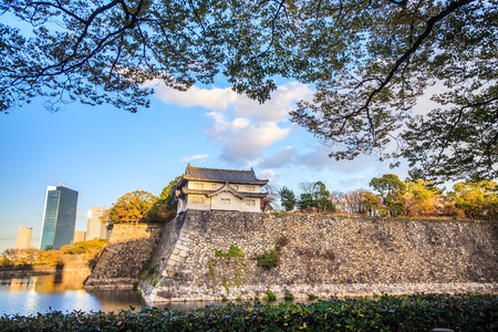Osaka Castle in Osaka, Japan during a colorful pastel summer sunset.のeditorial素材