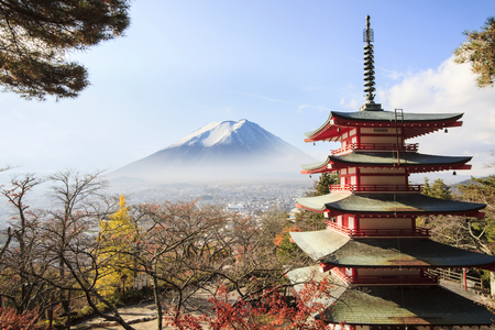 Mt. Fuji with fall colors in japan for adv or others purpose useのeditorial素材