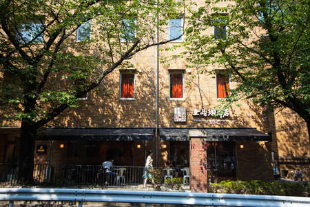 Tokyo, Japan : AUG 15, 2015 : Tokyo stree view with nice tree and gold sun light