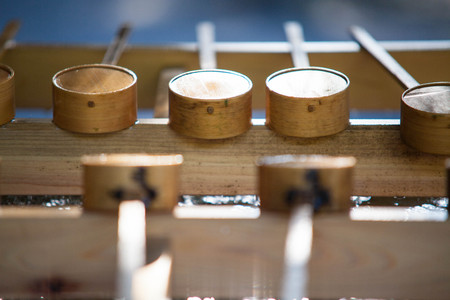 TOKYO, JAPAN - AUG 14, 2015: Meiji Shrine, located in Shibuya, Tokyo, is the Shinto shrine that is...