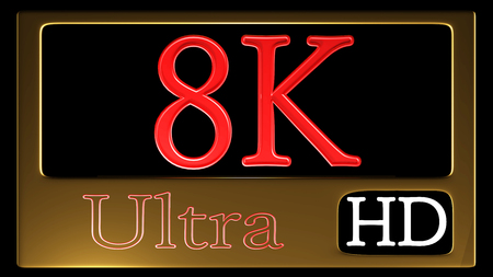 Super Ultra HD icon isolated on black backgroundの写真素材