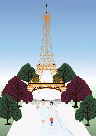 The vector Eiffel Tower set isolated with whiteのイラスト素材
