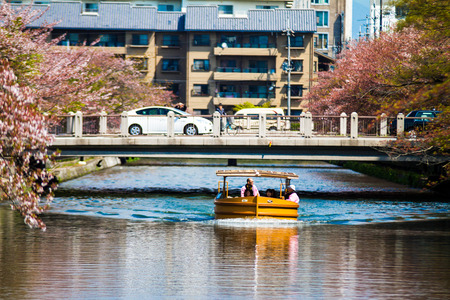 Kyoto, Japan - July, 12 : The perspective view of kyoto stree view as background in the sakura seasonのeditorial素材