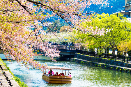 Kyoto, Japan - July, 12 : The perspective view of kyoto stree view as background in the sakura seasonのeditorial素材