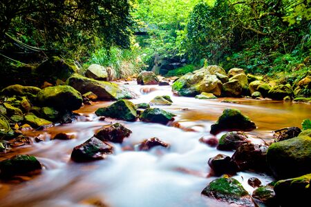 The Huangsi River bed with nice water in Taipei, Taiwanの写真素材