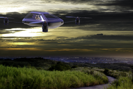 The most advanced four-axis manned vehicles powered by elecの写真素材