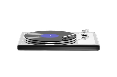 The Modern Stereo Turntable Vinyl Record Player isolated with whiteの写真素材