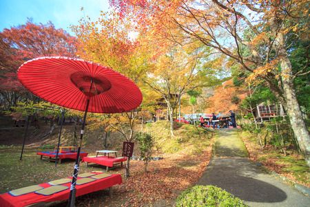 Kyoto, JAPAN - Nov 16, 2013: A pavilion at Jingo-ji, Japan. Jingo-ji, Japan is one of the closest natural recreation areas to Kyoto, offering beautiful scenery, an interesting temple and hiking opportunitiesのeditorial素材
