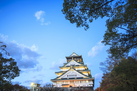 The beautiful Osaka Castle with nice background colorのeditorial素材