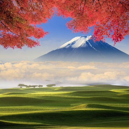 beautiful landscape with nice mountain and cloudの写真素材