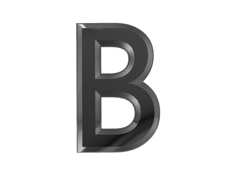 3d rendering of the letter B in brushed metal on a white isolated backgroundの写真素材