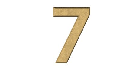 3d rendering of the letter 7 in brushed metal on a white isolated background