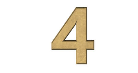 3d rendering of the letter 4 in brushed metal on a white isolated background