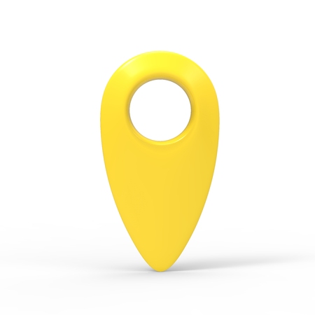3d rendering yellow map pointer icon isolated with whiteの写真素材
