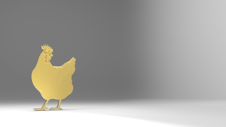 The 3d rendering of nice gold chicken with nice backgroundの写真素材