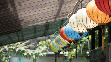 The colorful lamp in the summer season with beatutiful backgroundの写真素材