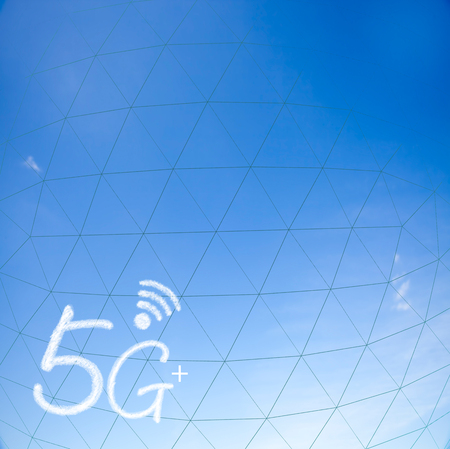 The 5G plus signal communication icon with nice background