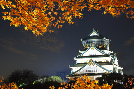 The beautiful Osaka Castle in Osaka with nice background, Japanのeditorial素材