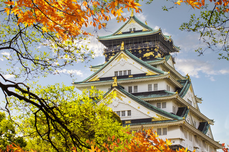 The beautiful Osaka Castle in Osaka with nice background, Japanのeditorial素材
