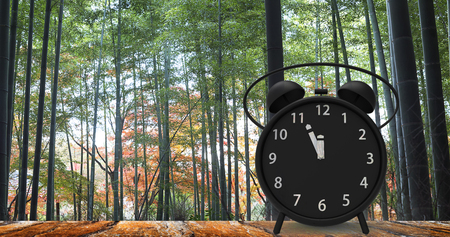 The 3d rendering of alarm clock with little minutes to twelve o'clockの写真素材