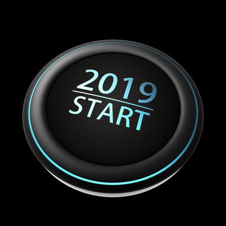 The New year 2019 blue lighting with BTN to press and start