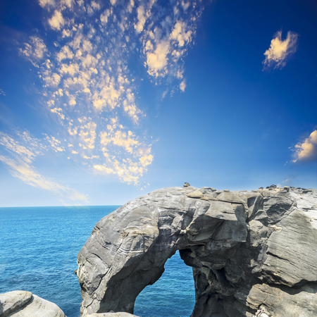 The Elephant trunk rock at the north coast of Taiwan, Shenao, New Taipei City, Taiwanの写真素材